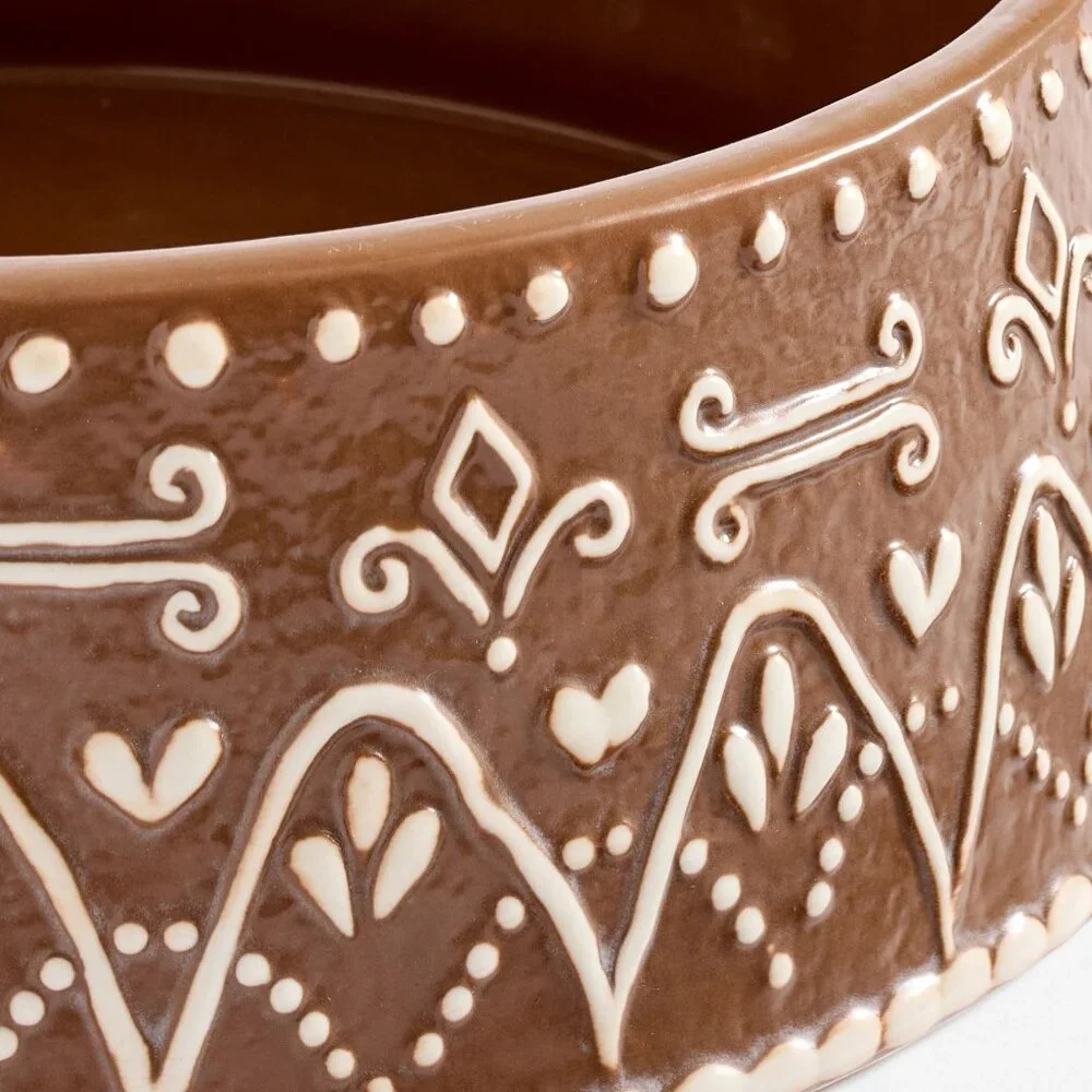 Pottery Barn Gingerbread Pet Bowl Large Stoneware